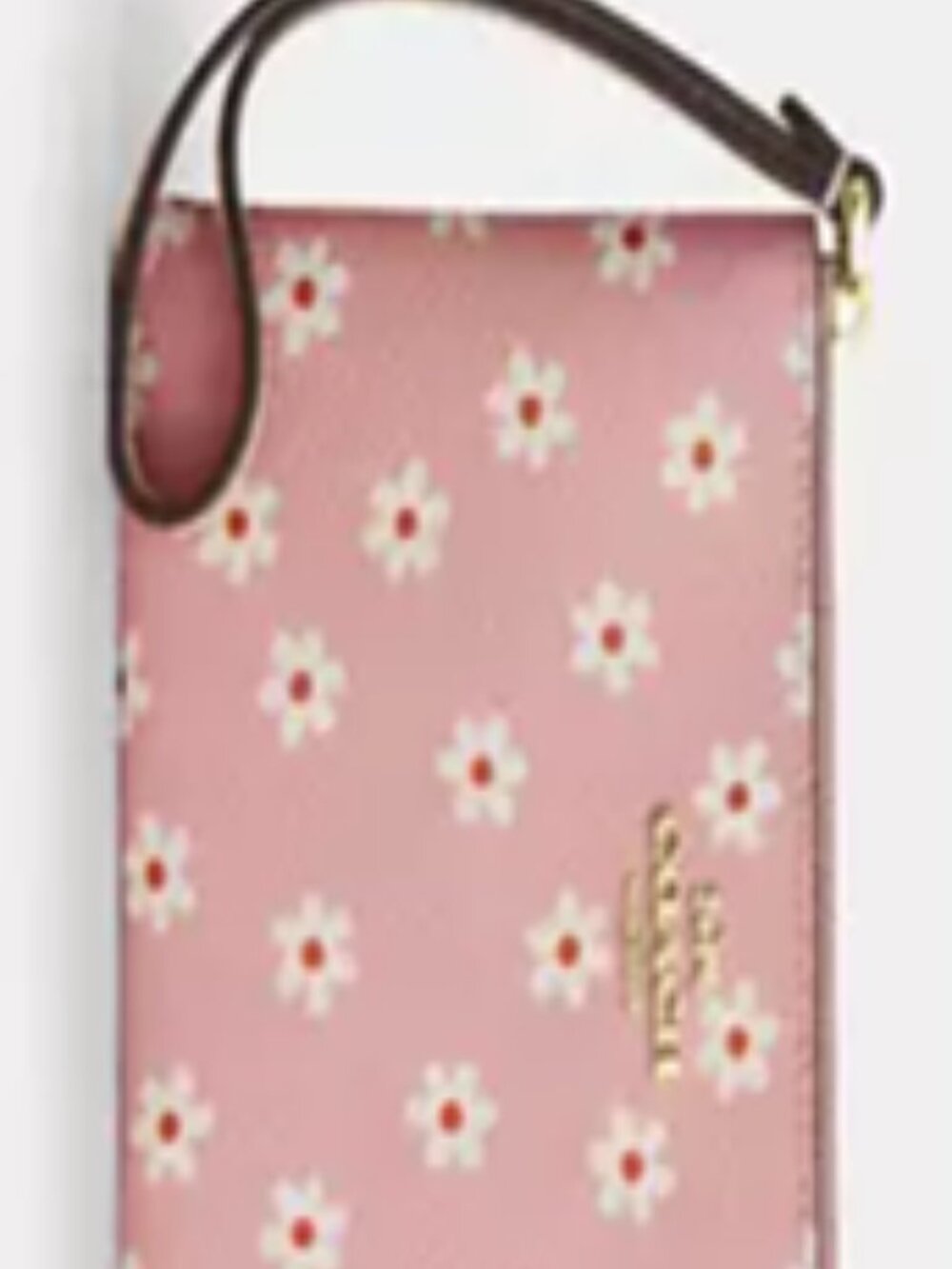 NWT Coach Corner Zip Wristlet With Floral Print Gold/Pink Multi